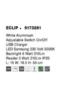 Aplica Nova Luce Eclip, alb satinat, cod 9173281 - imagine 3
