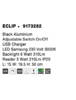 Aplica Nova Luce Eclip, negru satinat, cod 9173282 - imagine 4