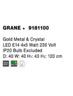 Lustra Nova Luce Grane, auriu satinat, 20 W, cod 9181100 - imagine 3