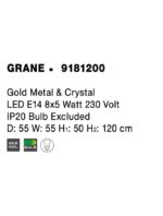 Lustra Nova Luce Grane, auriu satinat, 40 W, cod 9181200 - imagine 3