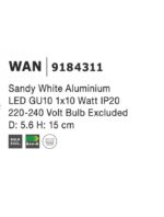 Aplica Nova Luce Wan, alb satinat, 1x35 W, cod 9184311 - imagine 3