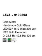 Pendul Nova Luce Lava, auriu lucios /sticla aurie, 1x12 W, cod 9190393 - imagine 4