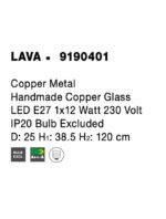 Pendul Nova Luce Lava, cupru lucios, 1x12 W, cod 9190401 - imagine 3