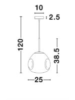 Pendul Nova Luce Lava, crom lucios /sticla fume, 1x12 W, cod 9190402 - imagine 4