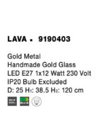 Pendul Nova Luce Lava, auriu lucios /sticla aurie, 1x12 W, cod 9190403 - imagine 3