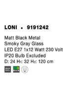 Pendul Nova Luce Loni, finisaj negru mat/sticla gri fume, 1x12 W, cod 9191242 - imagine 3