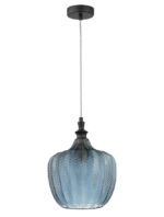 Pendul Nova Luce Loni, finisaj negru mat/sticla blue, 1x12 W, cod 9191243