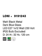 Pendul Nova Luce Loni, finisaj negru mat/sticla blue, 1x12 W, cod 9191243 - imagine 4