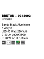 Lampadar negru Nova Luce Breton, led 40 W, cod 9348092 - imagine 3