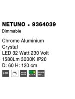 Suspensie Nova Luce Netuno, crom/cristal, led 32 W, cod 936403 - imagine 3