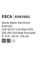 Pendul Nova Luce Esca, negru satinat, 1x10 W, cod 9387003 - imagine 3