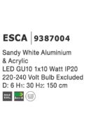 Pendul Nova Luce Esca, alb satinat, 1x10 W, cod 9387004 - imagine 4