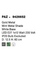 Lampa de masa verde mint Nova Luce Paz, 1x12 W, cod 9426652 - imagine 4