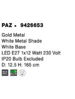Lampadar alb Nova Luce Paz, 1x40 W, cod 9426653 - imagine 3