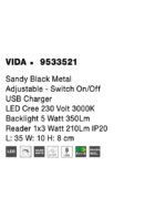 Aplica Nova Luce Vida, negru satinat, cod 9533521 - imagine 3