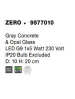 Lampa de masa Nova Luce Zero, beton gri/sticla opal, 1x5 W, cod 9577010 - imagine 3