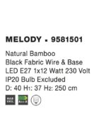 Pendul Nova Luce Melody, 1x12W, ratan natur, cod 9581501 - imagine 3