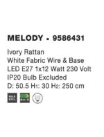 Pendul Nova Luce Melody, 1x12W, ratan alb, cod 9586431 - imagine 3