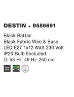 Pendul Nova Luce Destin, 1x12W, ratan negru, cod 9586691 - imagine 3