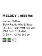 Pendul Nova Luce Melody, 1x12W, ratan natur, cod 9586766 - imagine 3