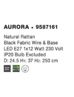 Pendul Nova Luce Aurora, 1x12W, ratan natur, cod 9587161 - imagine 3
