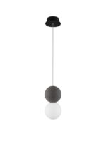 Pendul Nova Luce Zero, beton gri/sticla opal, 1x5 W, cod 9704191