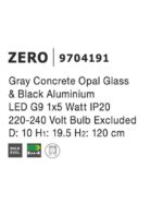 Pendul Nova Luce Zero, beton gri/sticla opal, 1x5 W, cod 9704191 - imagine 3