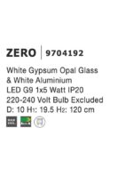 Pendul Nova Luce Zero, ghips alb/sticla opal, 1x5 W, cod 9704192 - imagine 3
