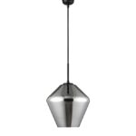 Pendul Nova Luce Veiro, negru mat /sticla fume, 1x12 W, cod 9724102