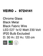 Pendul Nova Luce Veiro, negru mat /sticla fume, 1x12 W, cod 9724141 - imagine 3