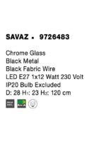 Pendul Nova Luce Savaz, negru mat /sticla fume, 1x12 W, cod 9726483 - imagine 3
