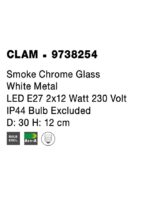 Plafoniera Nova Luce Clam, sticla fume, 2x12 W, cod 9738254 - imagine 2