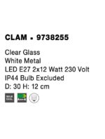 Plafoniera Nova Luce Clam, sticla clara, 2x12 W, cod 9738255 - imagine 3