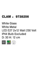 Plafoniera Nova Luce Clam, sticla opal, 2x12 W, cod 9738256 - imagine 3