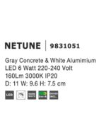 Aplica Nova Luce Netune, beton gri/aluminiu alb, 6 W, cod 9831051 - imagine 4