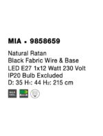Pendul Nova Luce Mia, 1x12W, ratan natur, cod 9858659 - imagine 3
