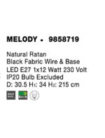 Pendul Nova Luce Melody, 1x12W, ratan natur, cod 9858719 - imagine 2