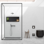 Raft incastrat dreptunghiular cu rama Balneo Wall Box, 90x30x10 cm, negru - imagine 2