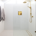 Raft incastrat patrat cu rama Balneo Wall Box, 30x30x7 cm, auriu periat - imagine 4