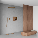 Raft incastrat patrat cu rama Balneo Wall Box, 30x30x7 cm, cupru periat - imagine 5
