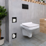 Raft incastrat cu suport hartie igienica Balneo Wall-Box, negru periat - imagine 5