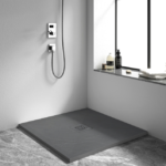 Cadita de dus Balneo Stone Tray, 90x90x2.5 cm, material compozit, gri inchis - imagine 3