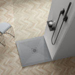 Cadita de dus Balneo Stone Tray, 90x90x2.5 cm, material compozit, gri deschis - imagine 4