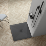 Cadita de dus Balneo Stone Tray, 90x90x2.5 cm, material compozit, gri inchis - imagine 4
