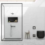 Raft incastrat cu suport hartie igienica Balneo Wall-Box, negru periat - imagine 4