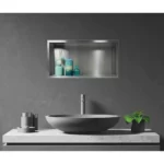 Raft incastrat dreptunghiular cu rama Balneo Wall Box, 60x30x10 cm, inox periat - imagine 3