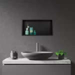 Raft incastrat dreptunghiular cu rama Balneo Wall Box, 60x30x10 cm, negru - imagine 2