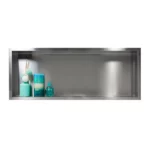 Raft incastrat dreptunghiular cu rama Balneo Wall Box, 90x30x7 cm, inox periat
