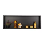 Raft incastrat dreptunghiular cu rama Balneo Wall Box, 90x30x10 cm, negru - imagine 3