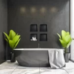 Raft incastrat patrat cu rama Balneo Wall Box, 30x30x10 cm, negru - imagine 3